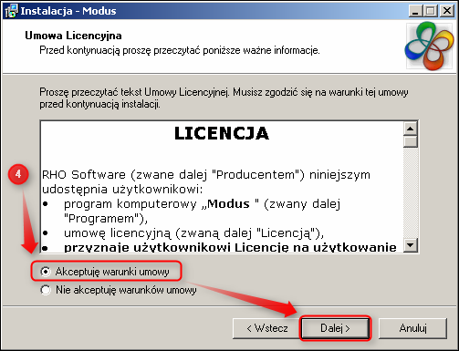 Ekran: Umowa licencyjna