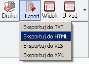 Ekran: Eksport danych z analizy