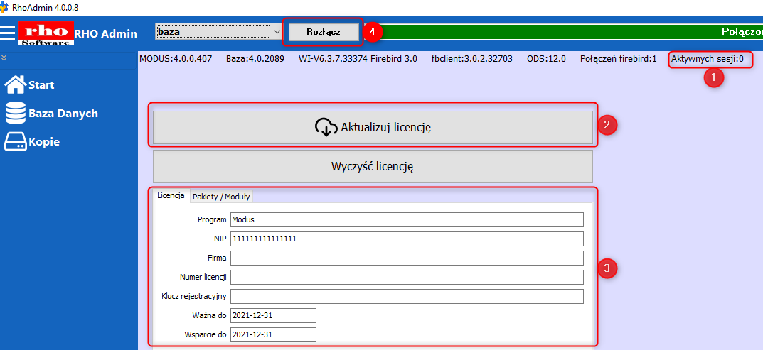 Ekran: Pobranie licencji 