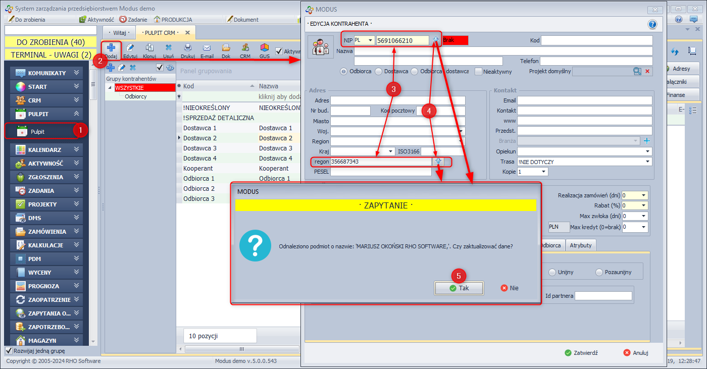 Pobieranie danych po NIP lub REGON