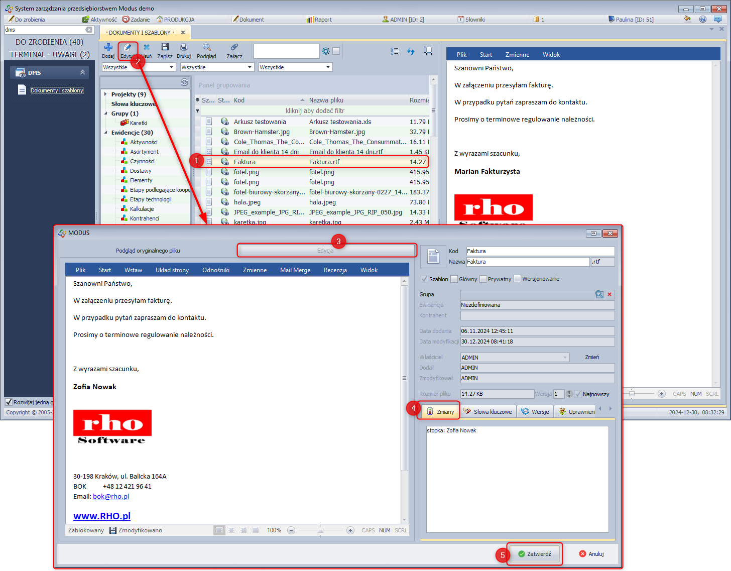  DMS - edycja dokumentu