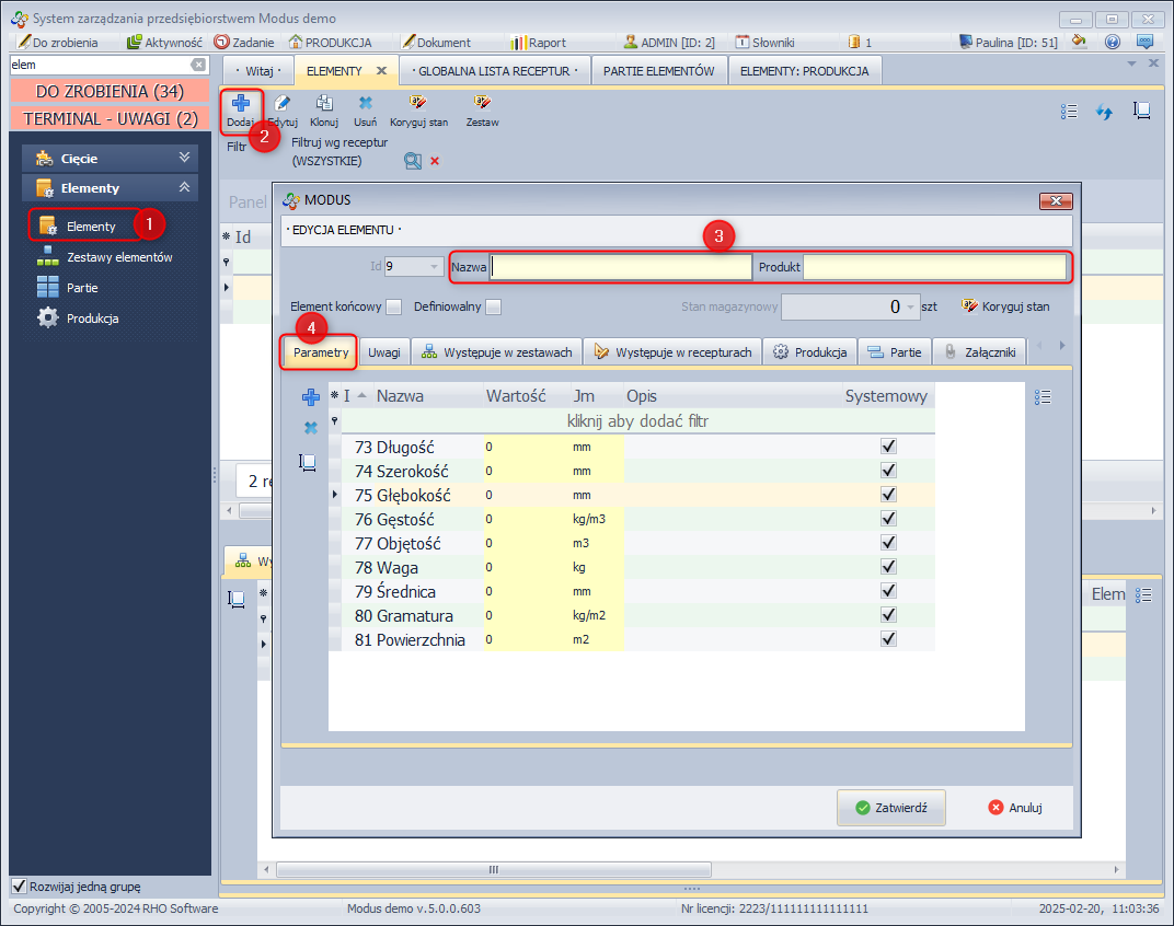  Elementy - nowy element