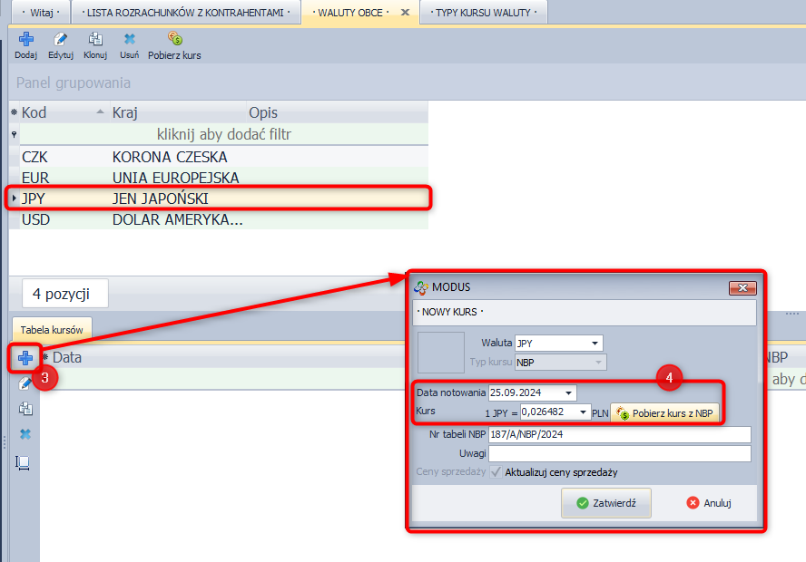 Definiowanie nowej waluty obcej