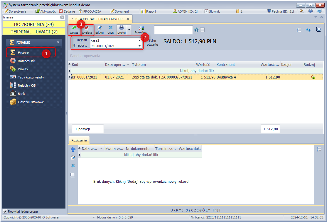 Generowanie dokument KP/KW