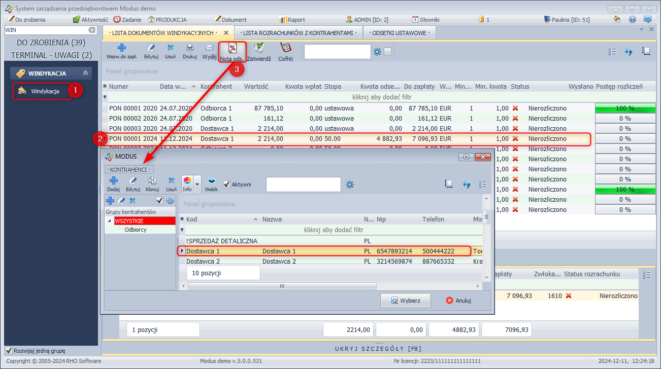 Tworzenie dokumentu nota odsetkowa