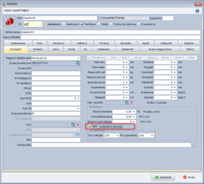 Oznaczenie towaru etykietą MPP