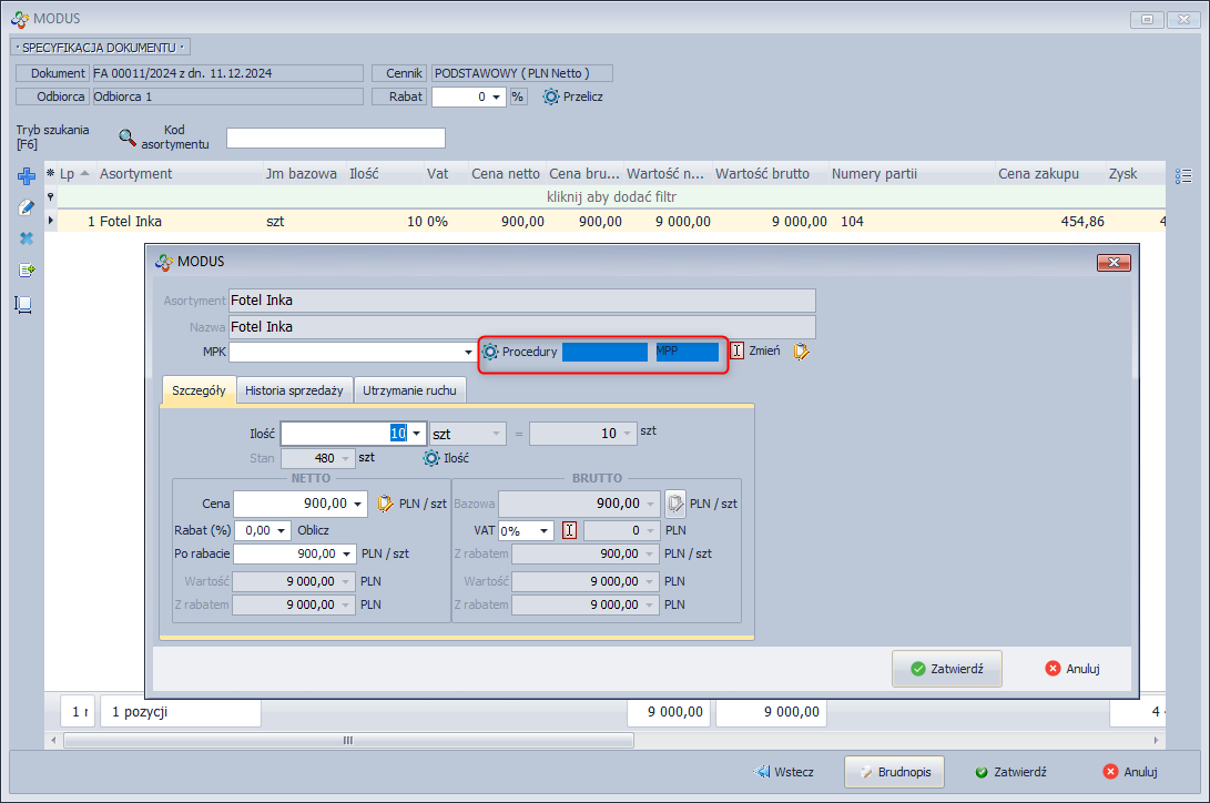 Wystawienie faktury na towar objęty MPP