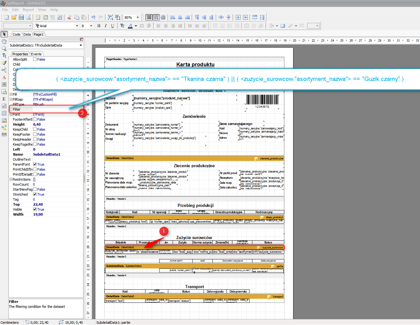 Ekran 2: Edycja wartości filtru