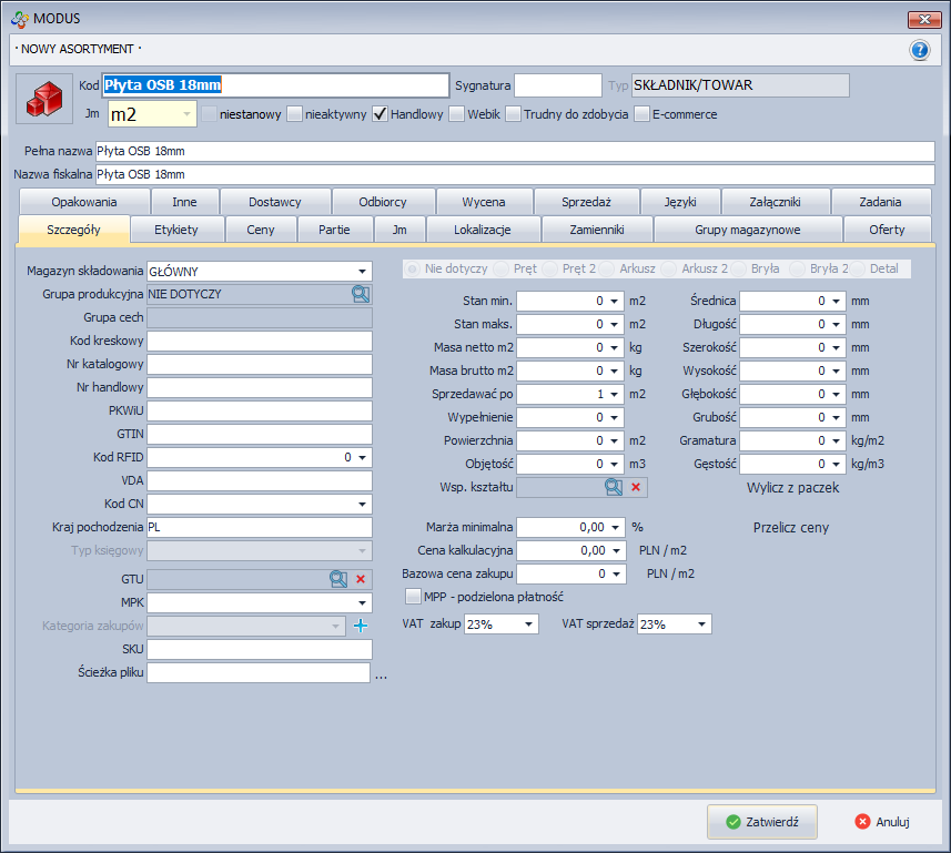 Karta Nowy asortyment