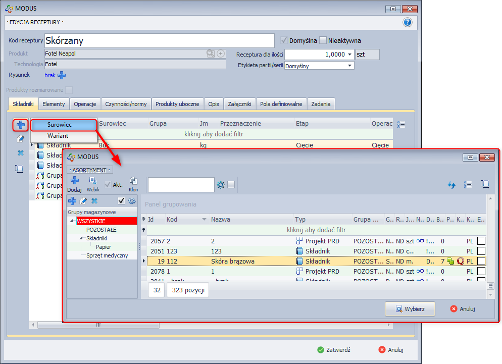  Karta - Edycja receptury