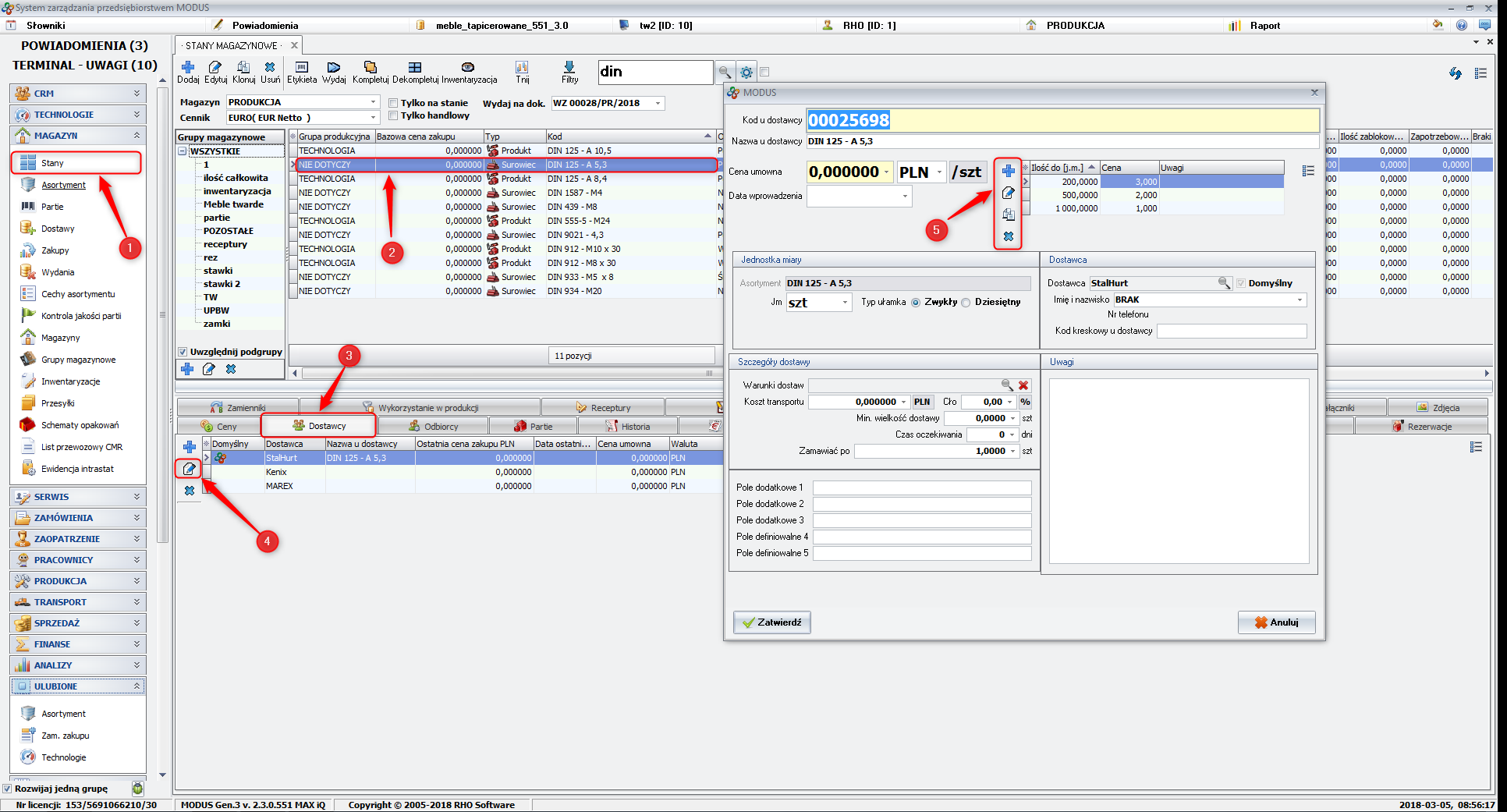 Ekran: Określenie cen zakupu z uwzględnieniem przedziałów ilościowych  