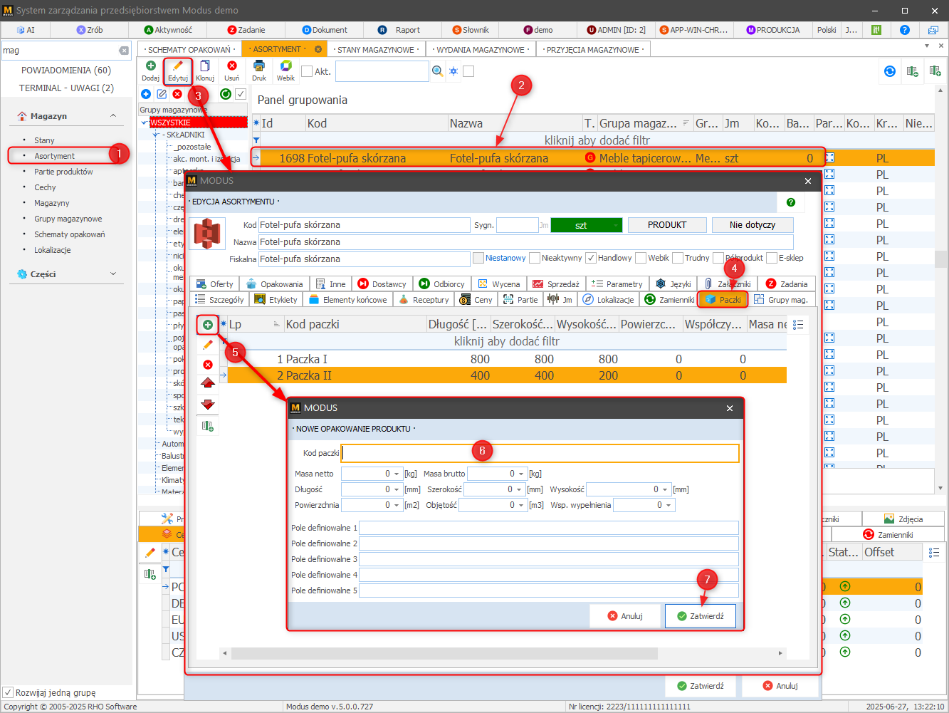 Definiowanie kodów paczek