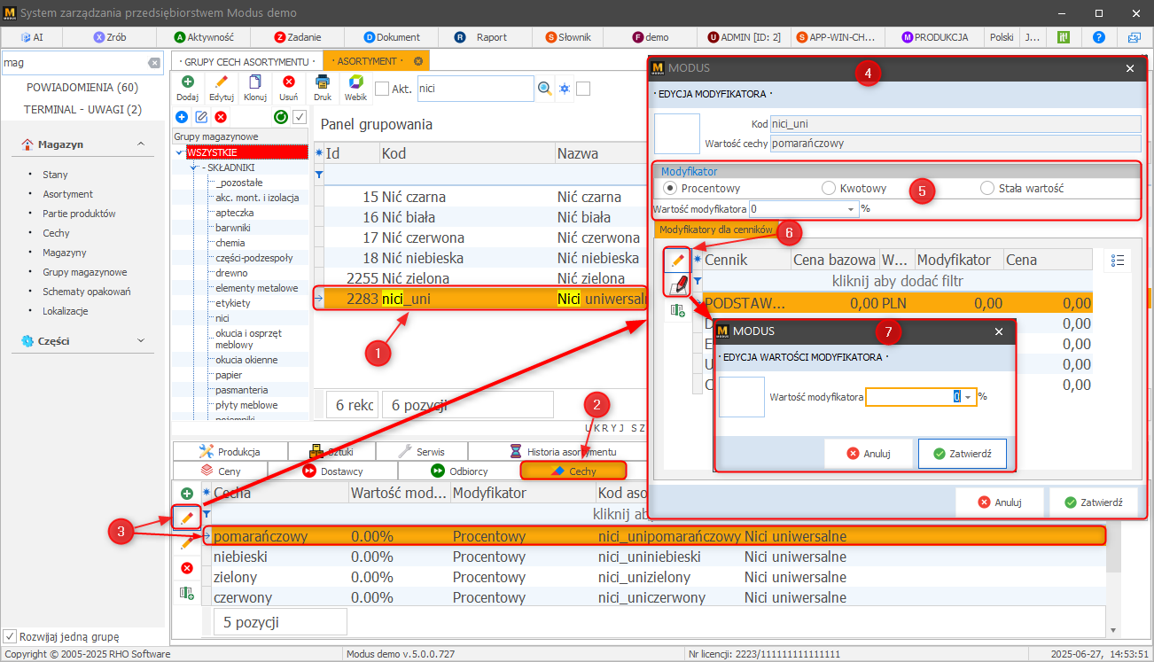 Edycja modyfikatora cenowego