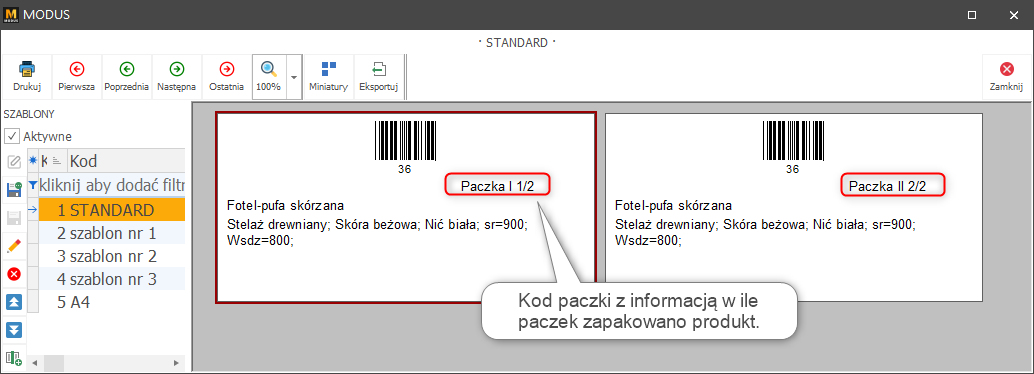 Etykieta z kodem paczki