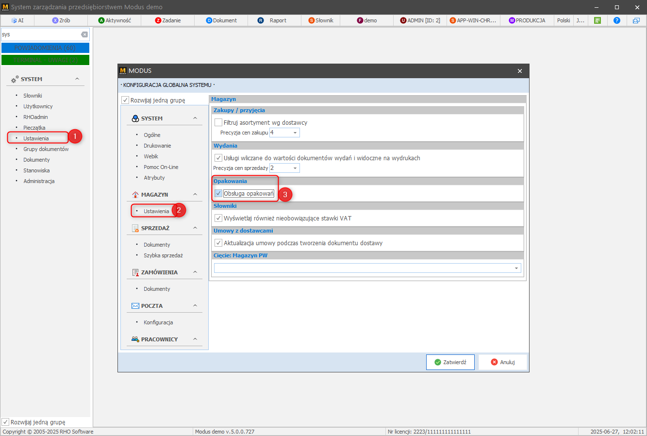 Włączanie obsługi opakowań zwrotnych