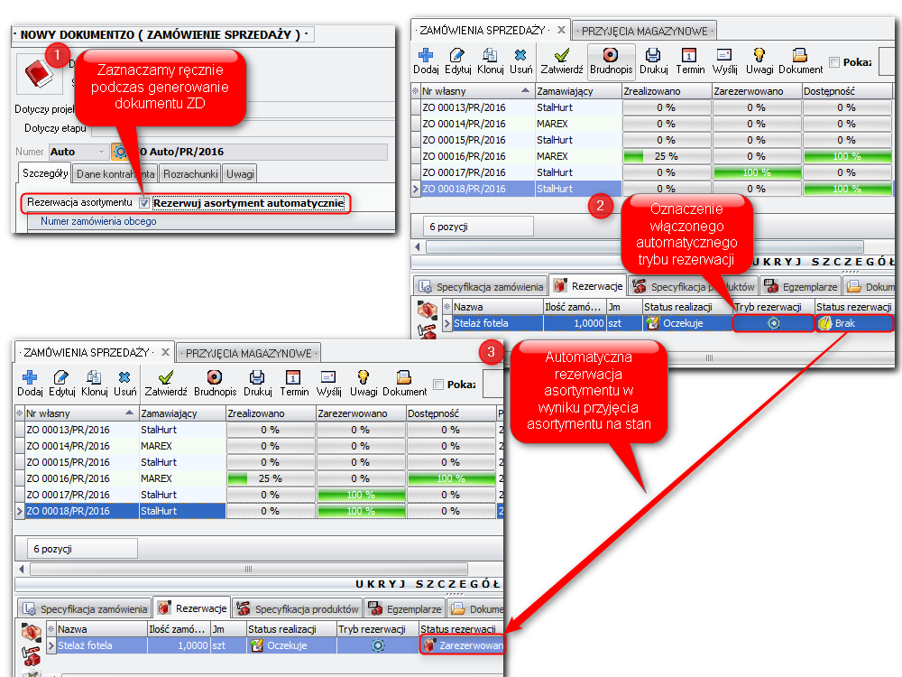 Rezerwuj asortyment automatycznie (na dokumencie ZO) Rezerwuj asortyment automatycznie (na dokumencie ZO)