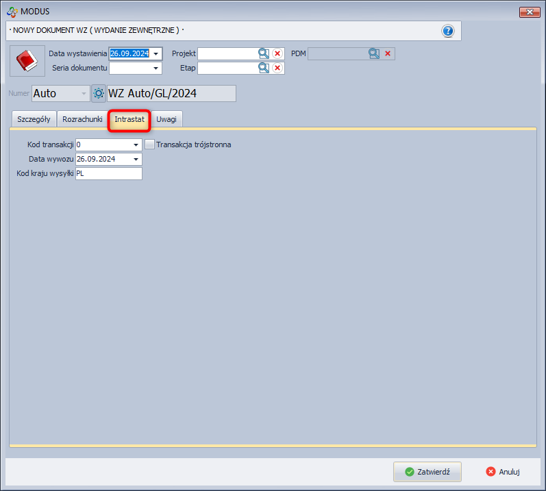 Dokument - Intrastat