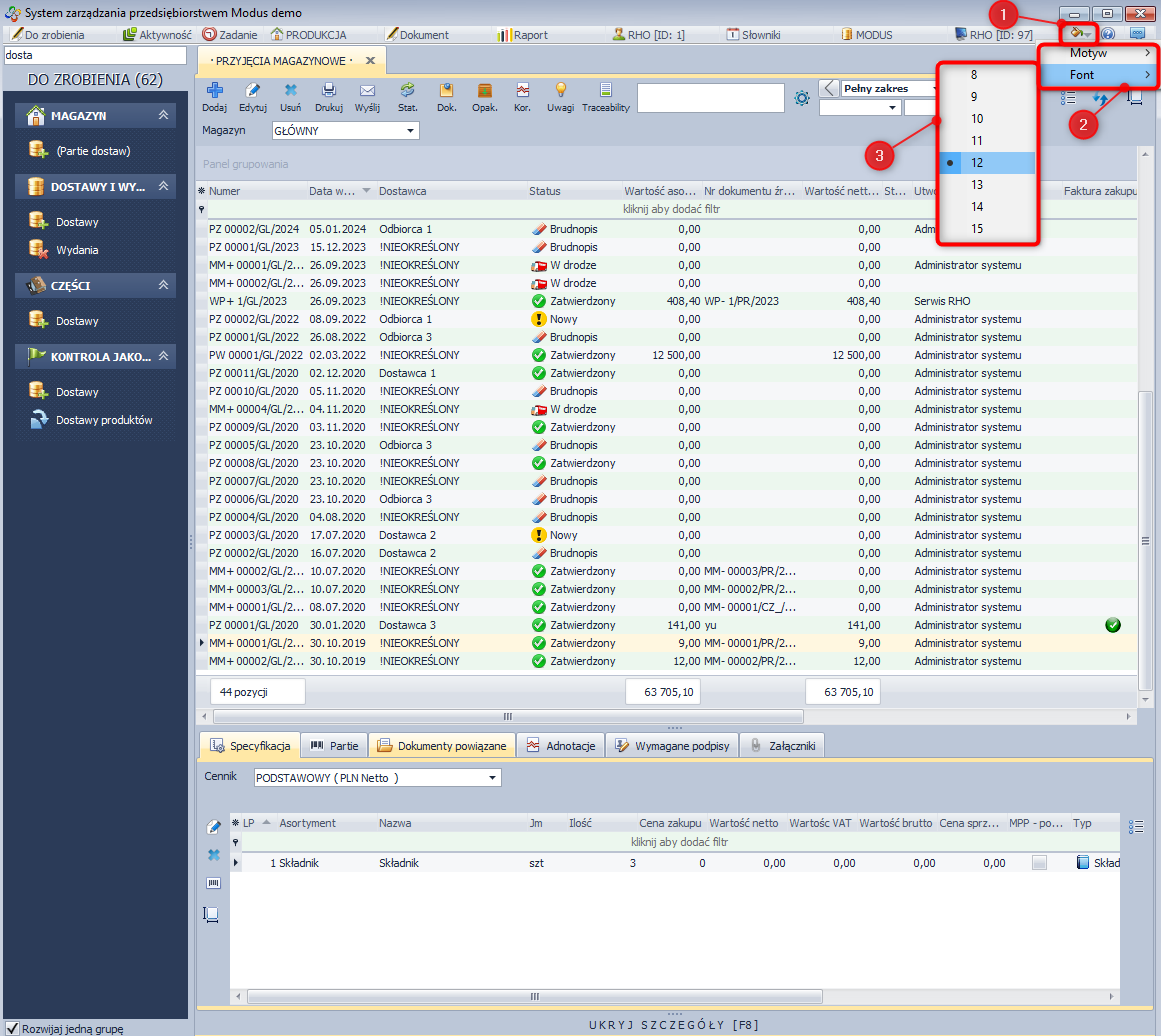 Zmiana wielkości czcionki