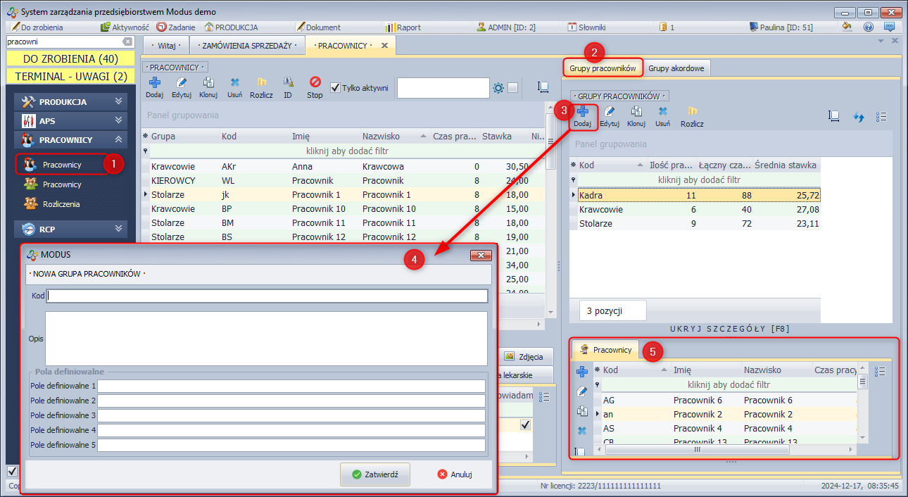 Dodawanie nowej grupy pracowników