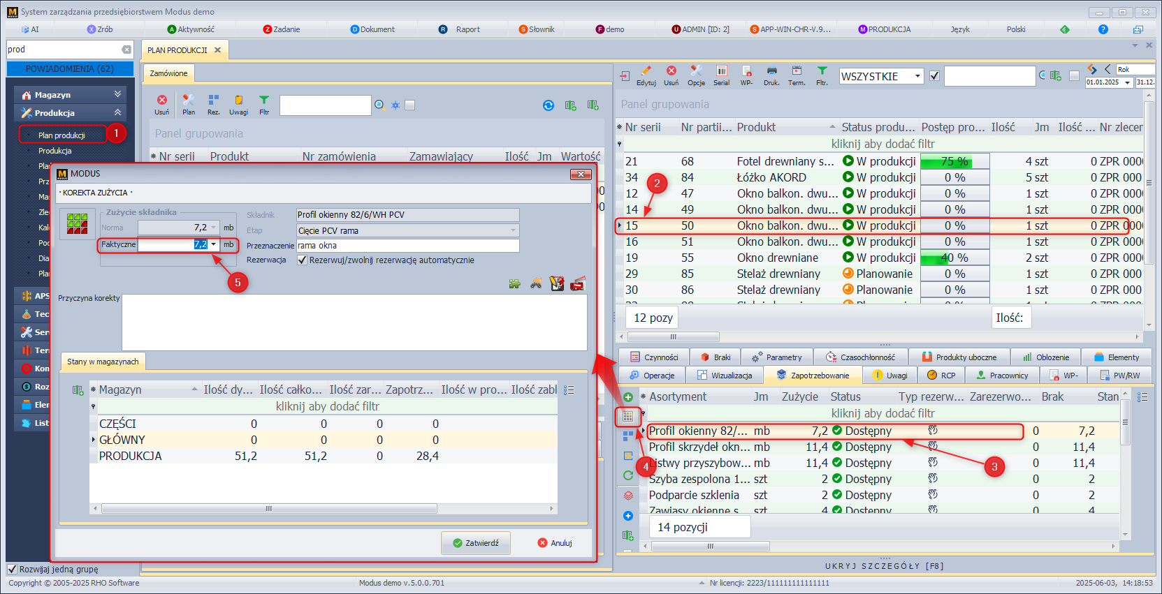 Korekta zużycia surowca