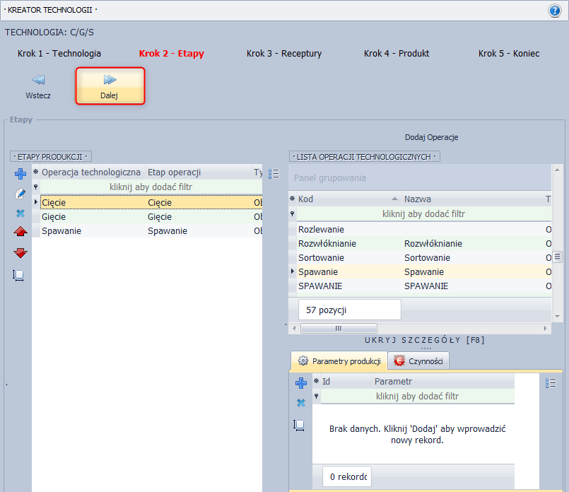 Kreator Technologii - przejdź do Receptury