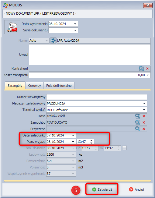 Nowy list przewozowy