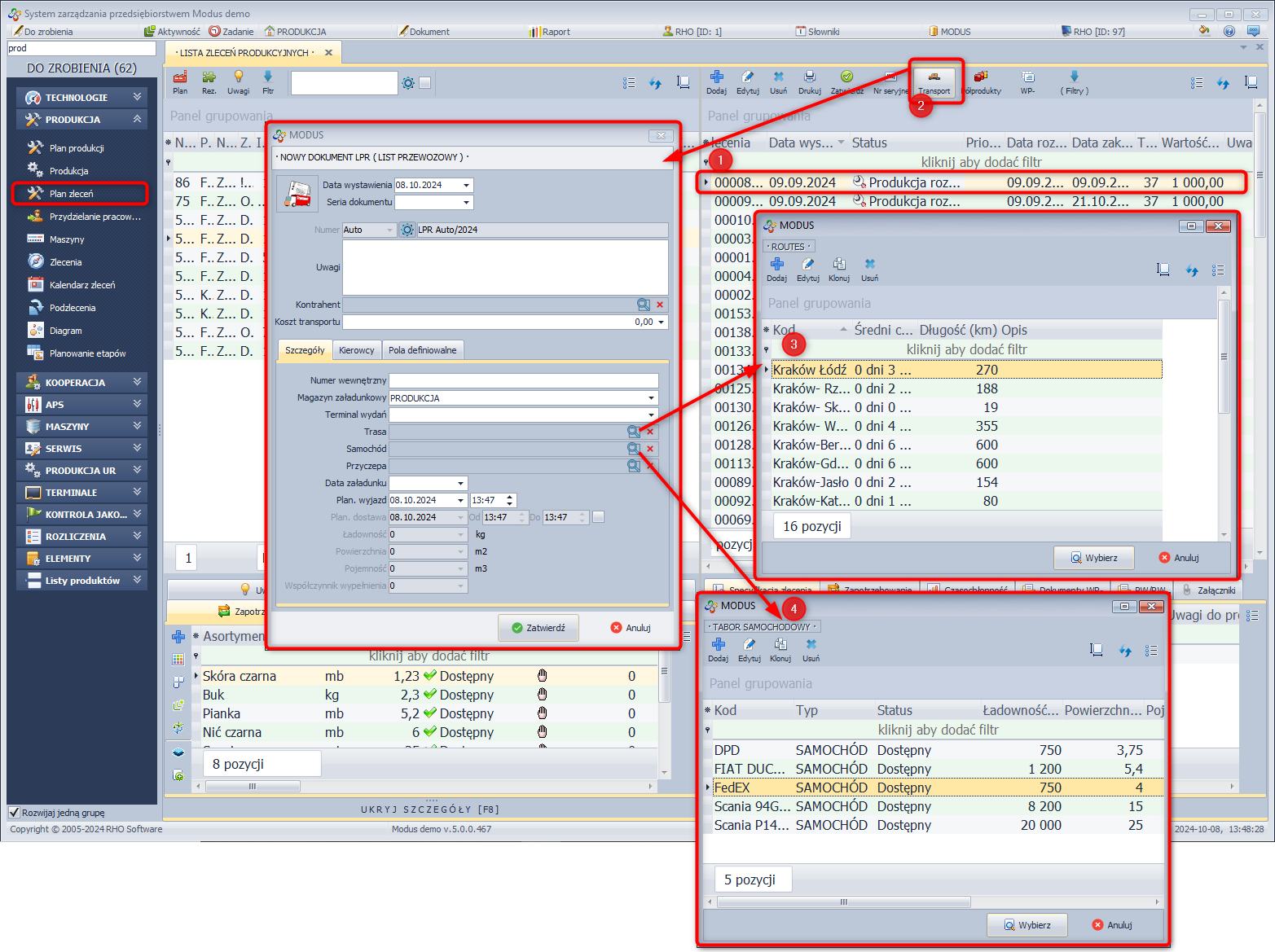Funkcja Transport - Generowanie listu przewozowego
