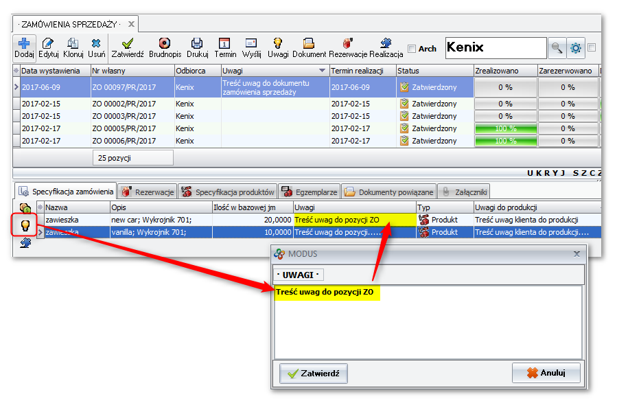 Ekran: Uwagi do pozycji ZO