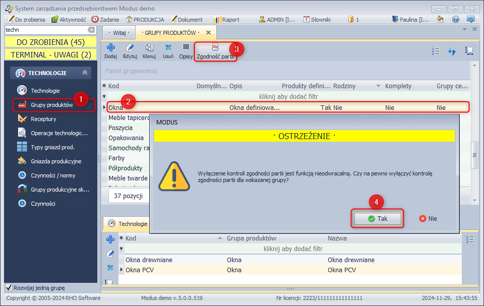 Wyłączenie kontroli zgodności partii