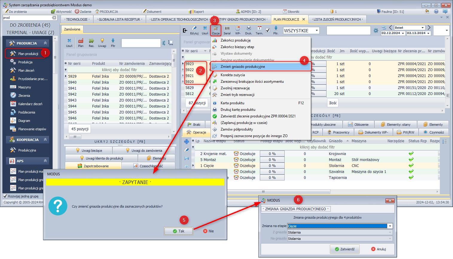  Zmiana gniazda produkcyjnego