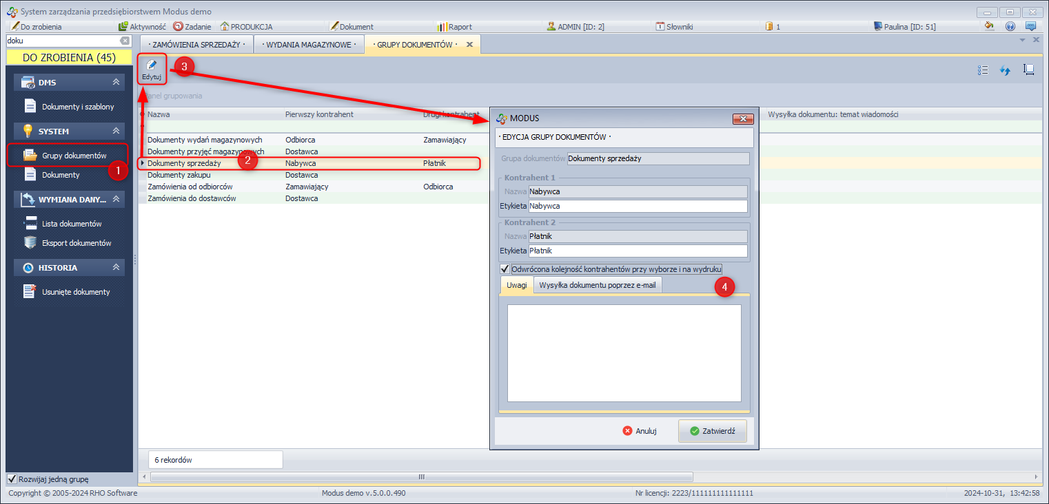 Edycja grup dokumentów