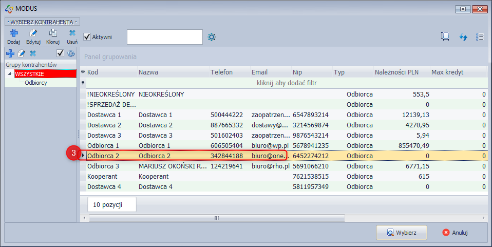 Wybór kontrahenta