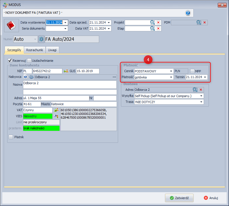 Okno nowego dokumentu
