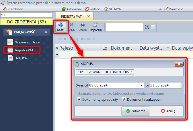 Sporządzanie rejestru VAT