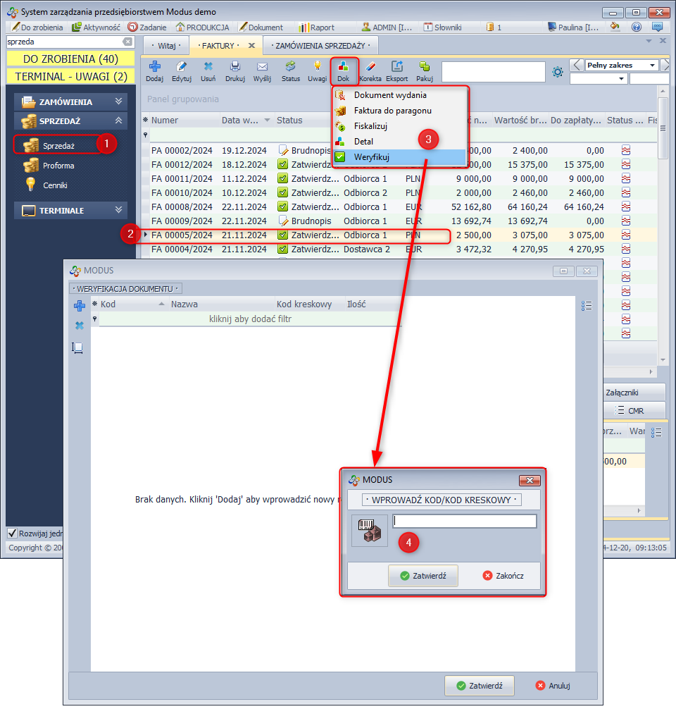 Weryfikacja dokumentu sprzedaży