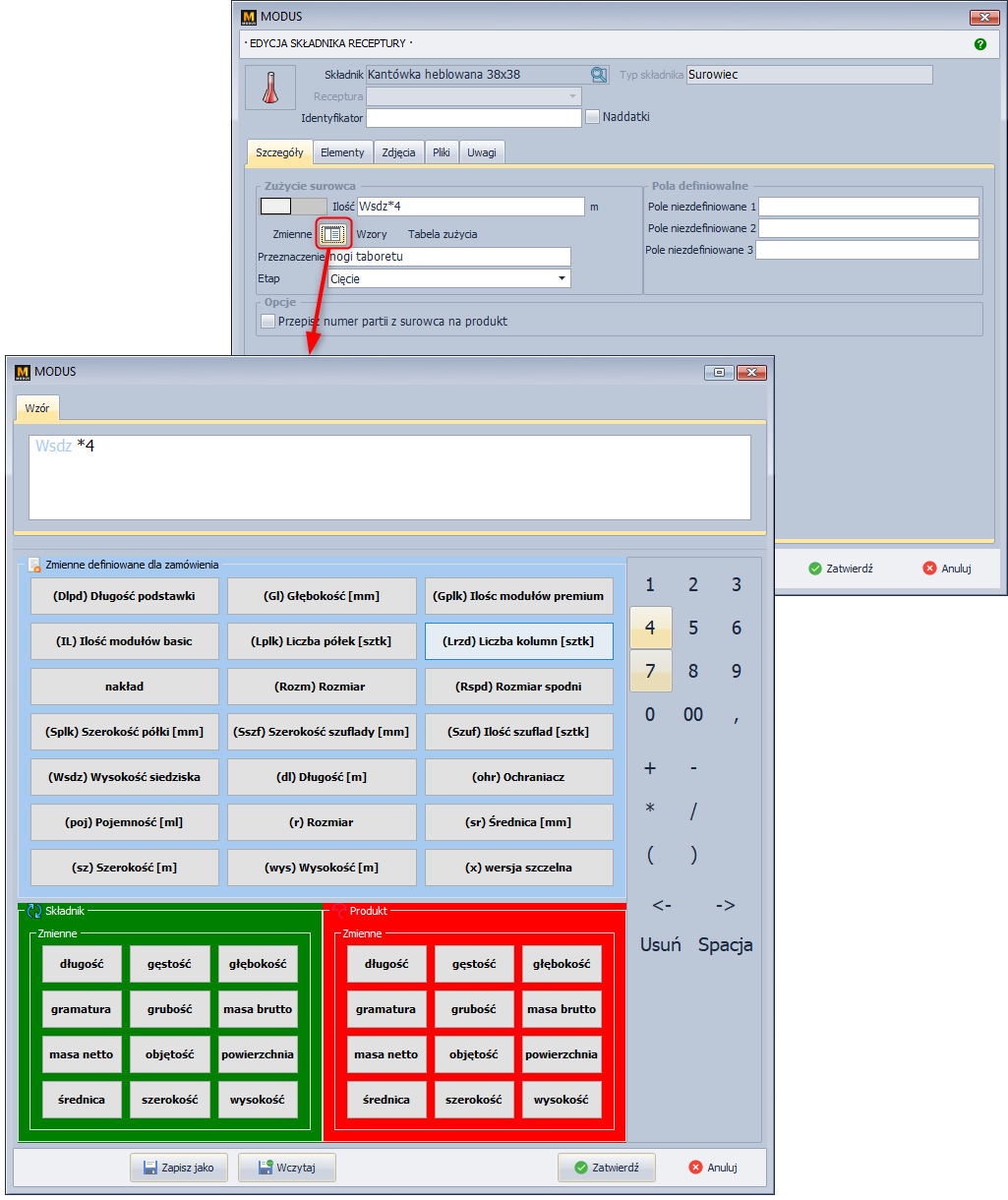 Wzory zużycia surowca