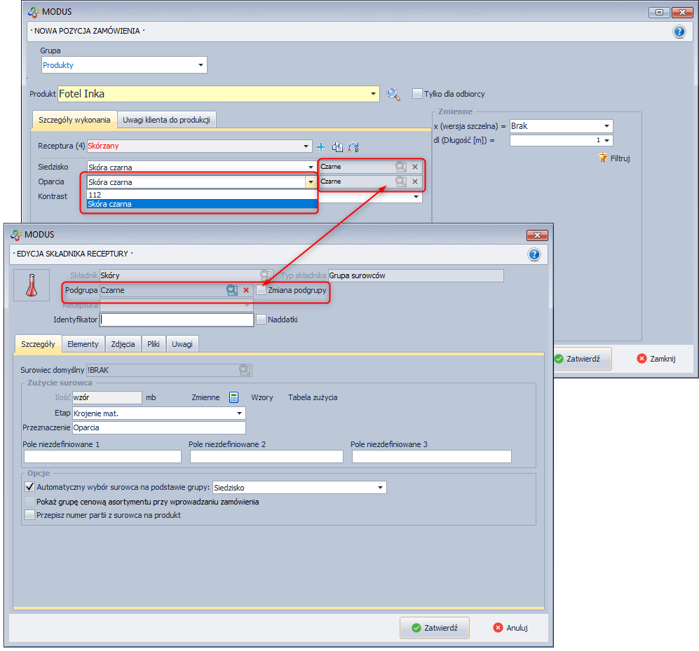 Zamówienie bez możliwości zmiany podgrupy