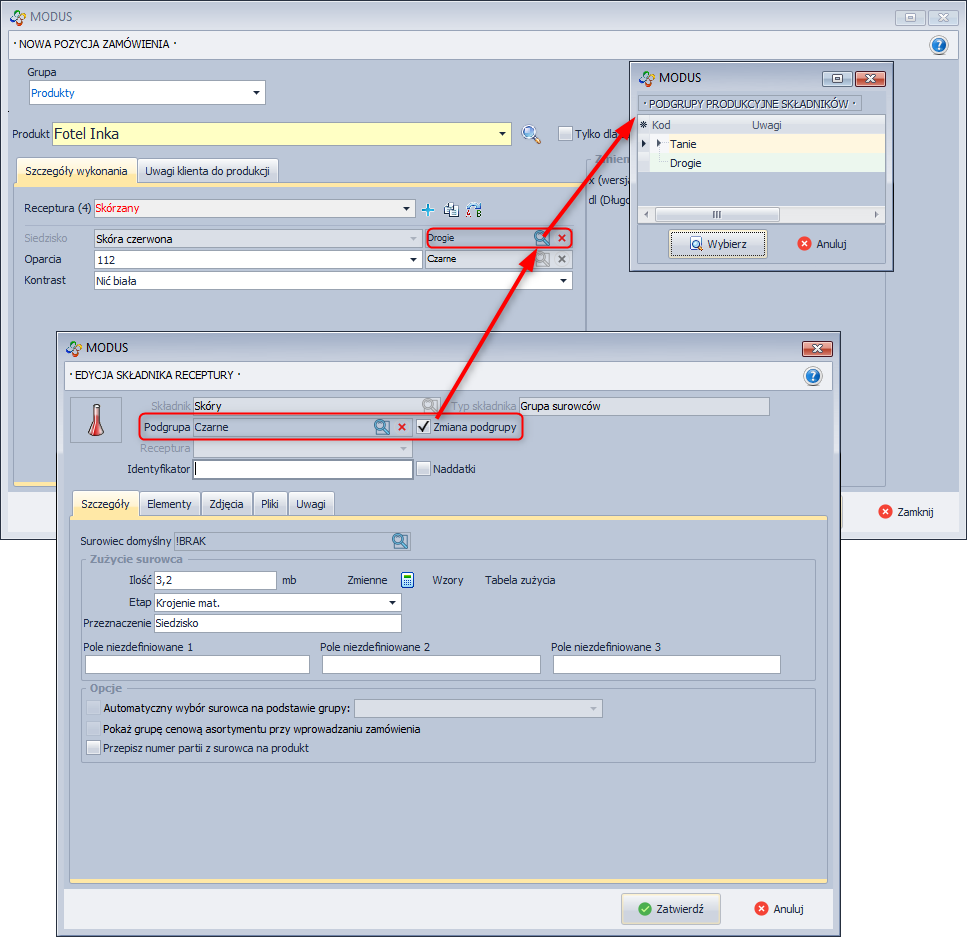 Zamówienie ze zmianą podgrupy