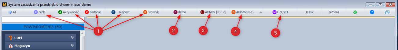 Ekran 2: Górny pasek stanu