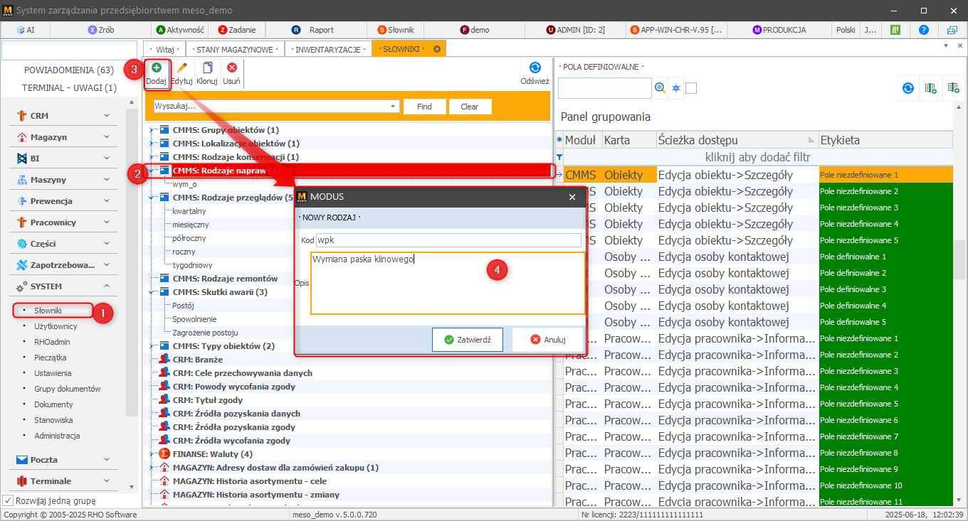 Dodawanie nowego rodzaju naprawy do drzewka słowników