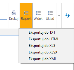 Eksport danych z analizy Eksport danych z analizy
