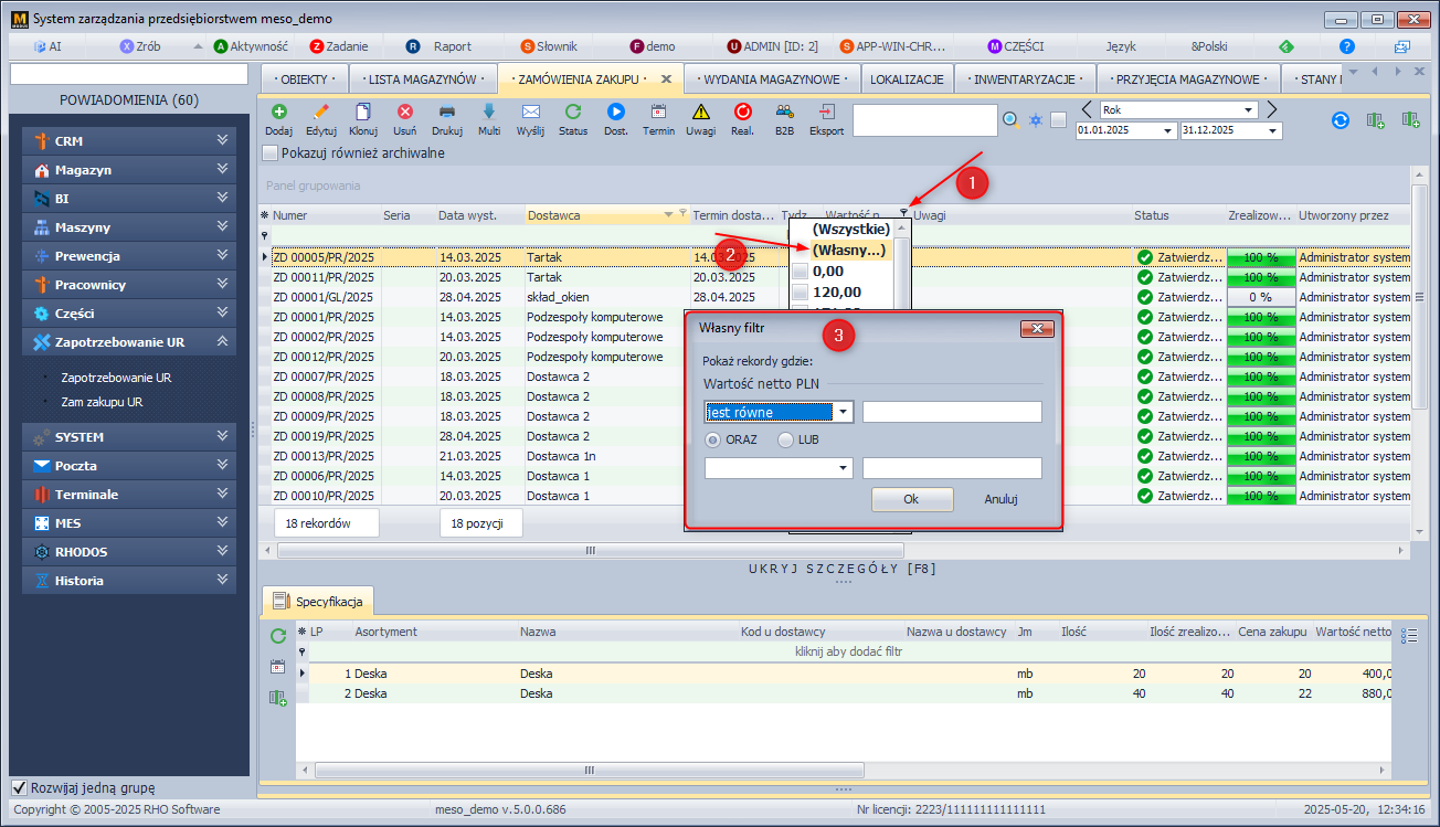 Ekran 13: Filtr własny