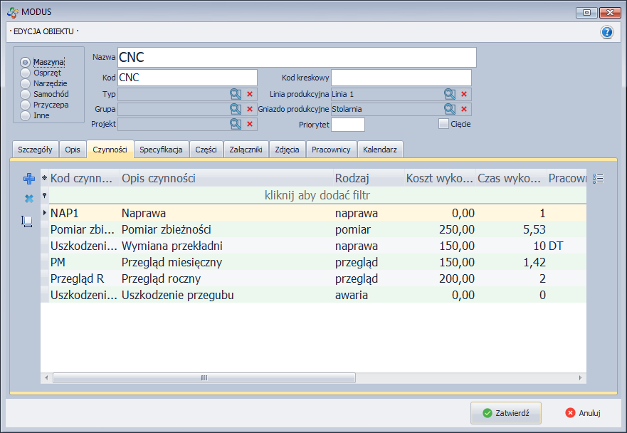 Karta - Nowy obiekt (Szczegóły)