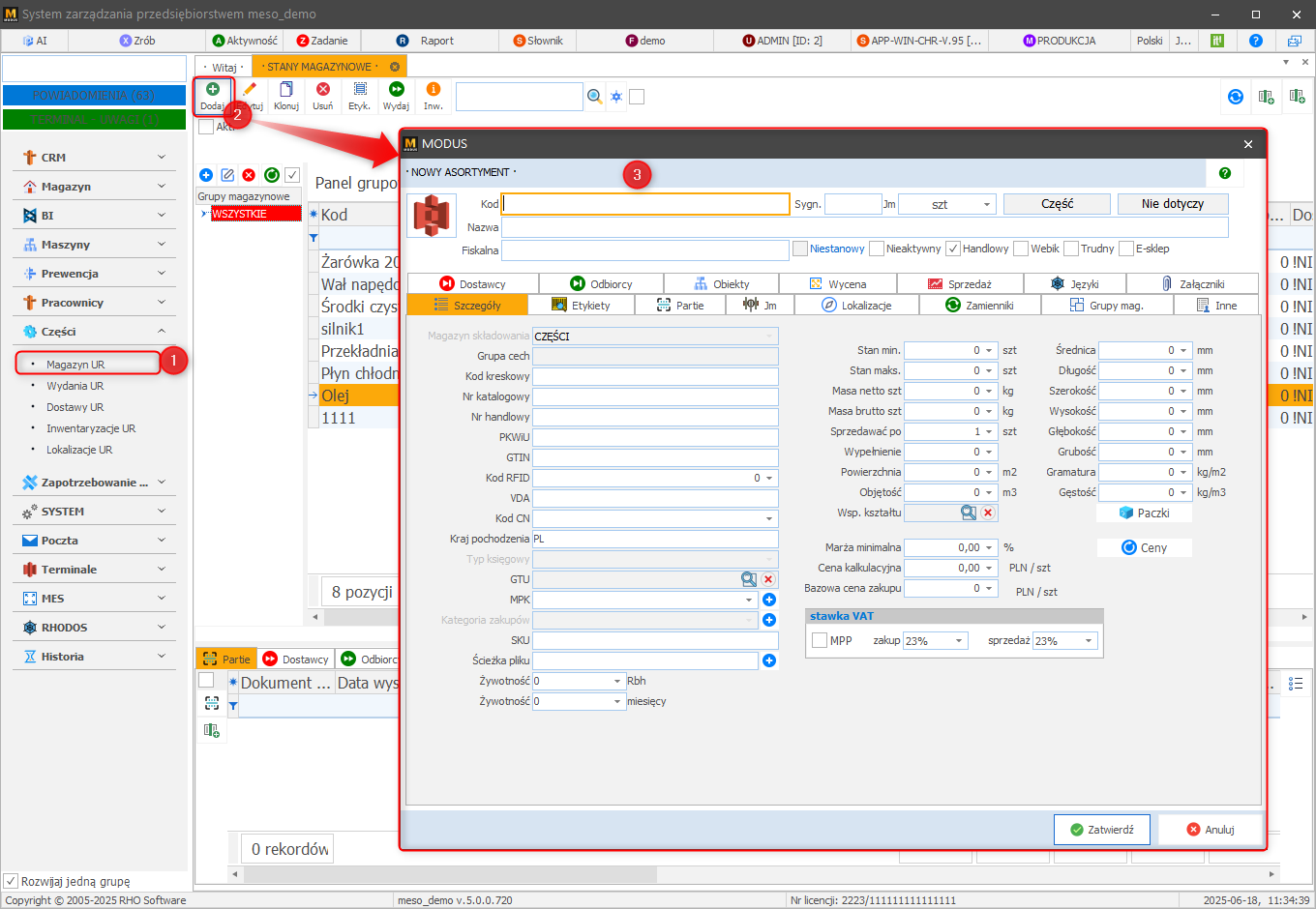 Definiowanie materiału eksploatacyjnego
