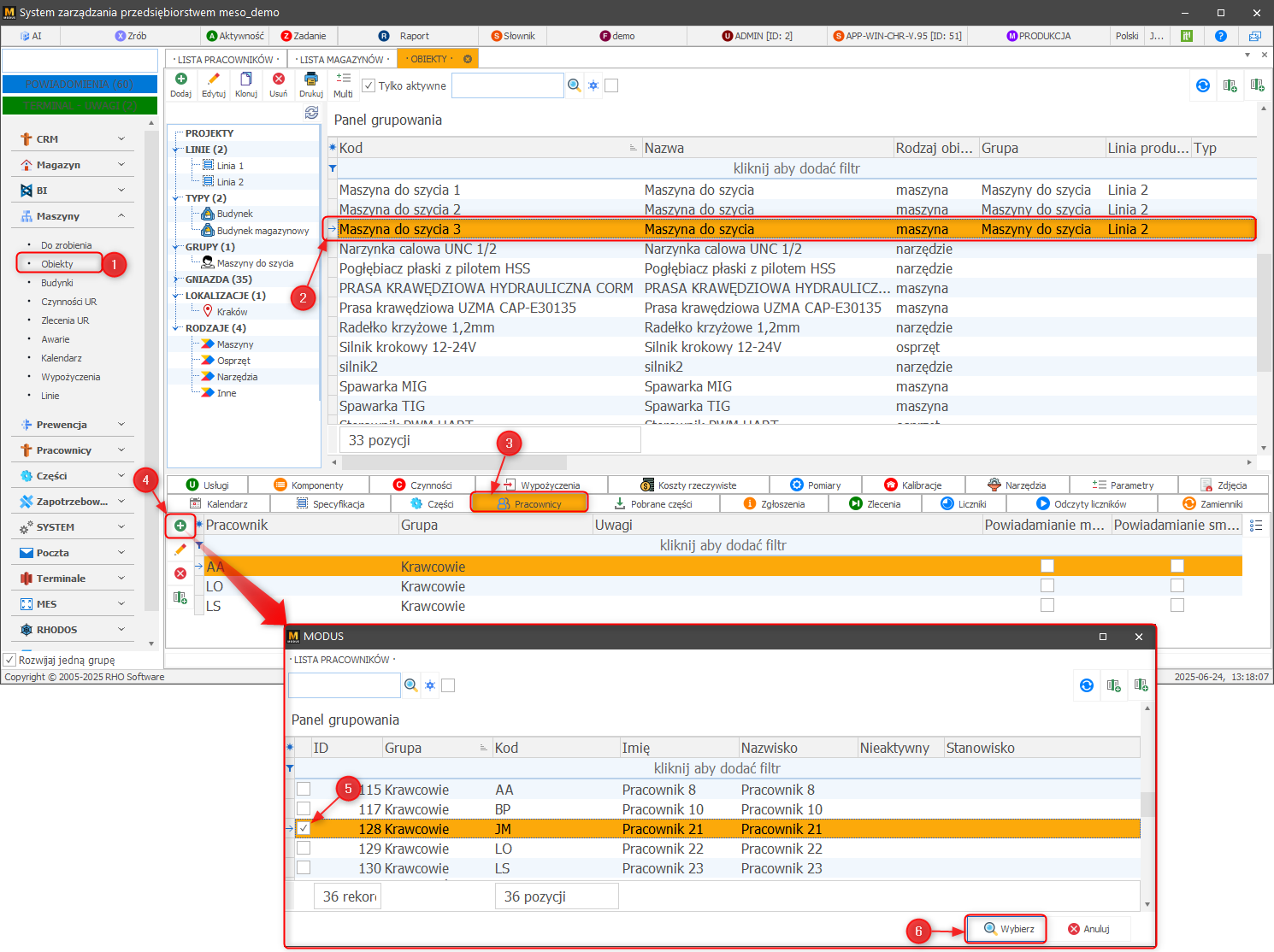 Przypisanie pracownika/pracowników do obiektu