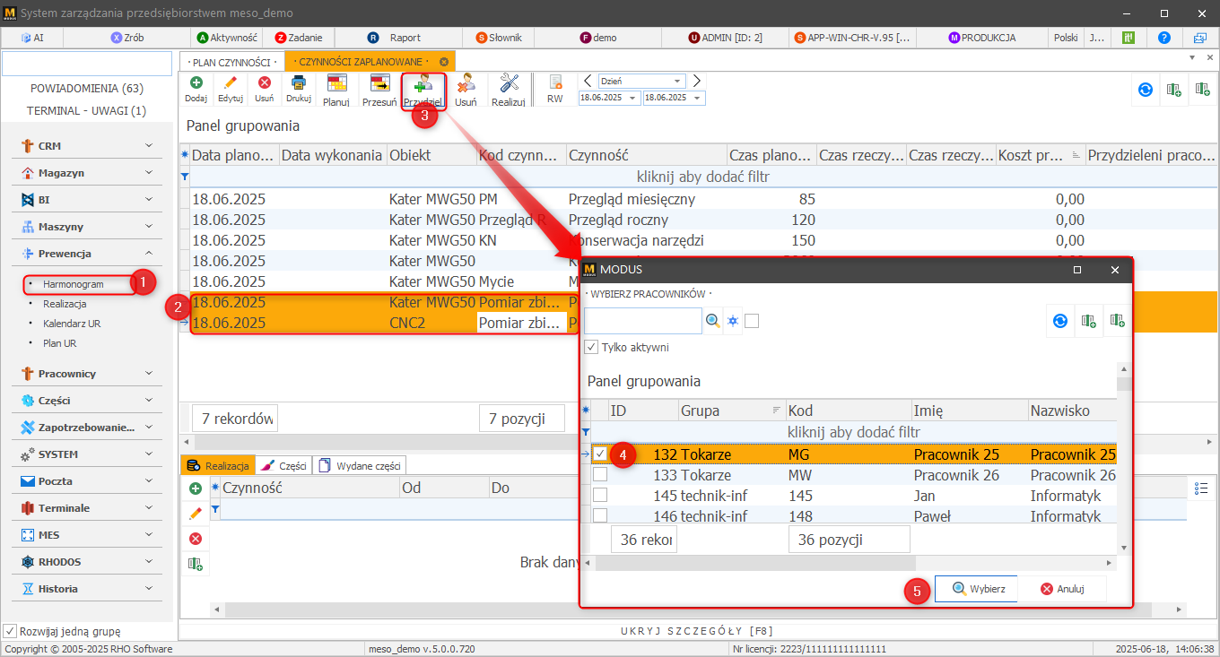 Przydzielanie pracownika do czynności