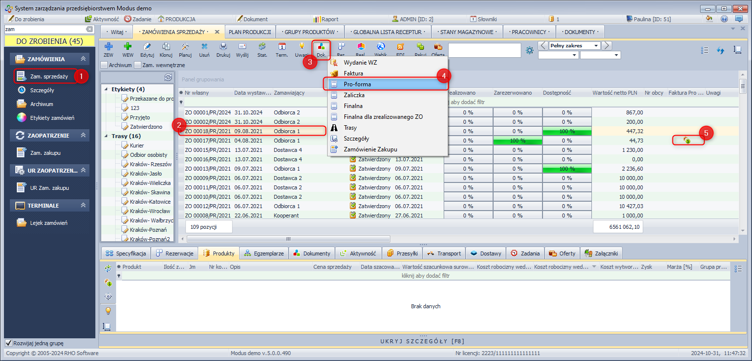 Wystawianie faktury Proforma