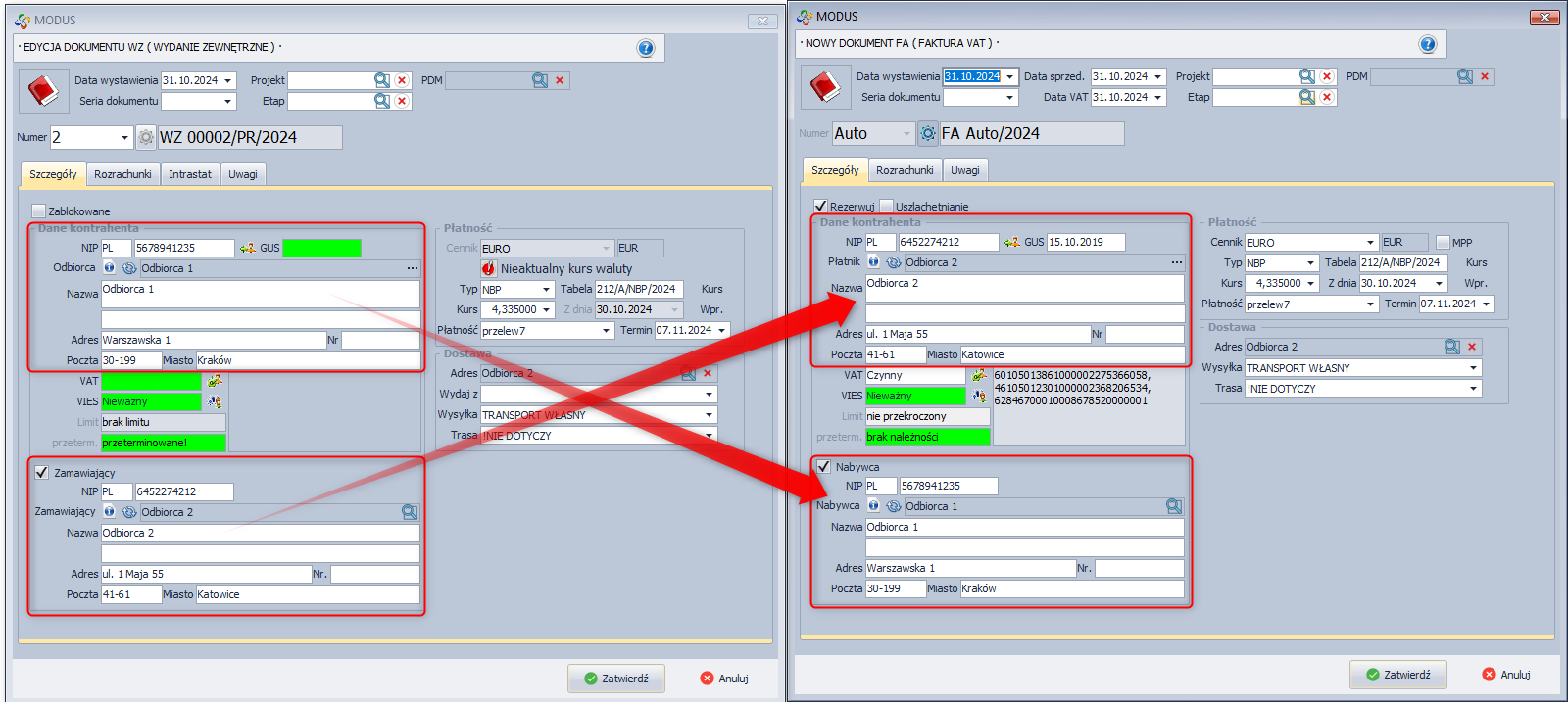 Dokument FV* wygenerowany na podstawie dokumentu WZ