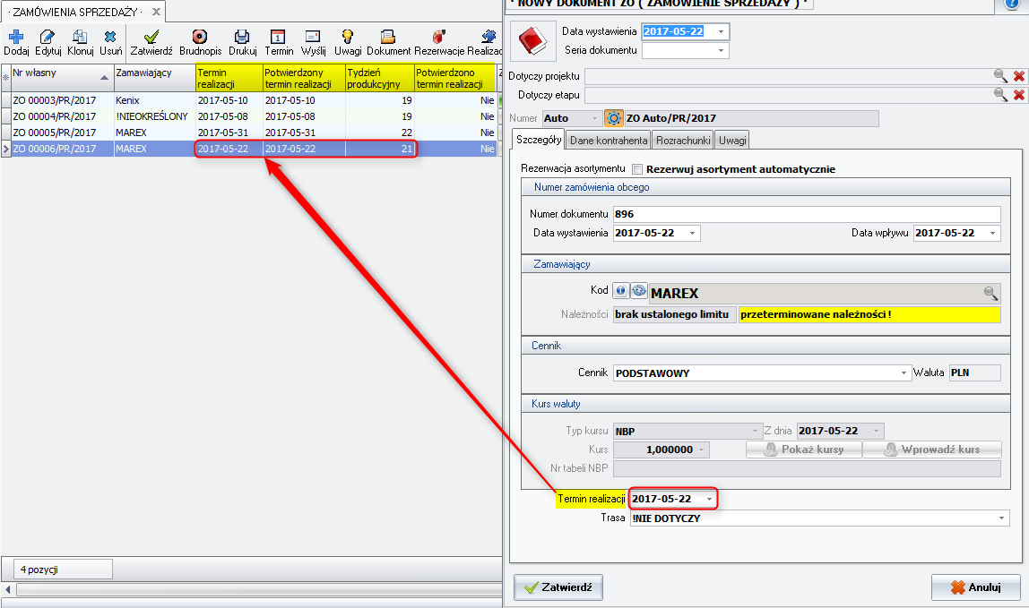 Termin realizacji ZO 