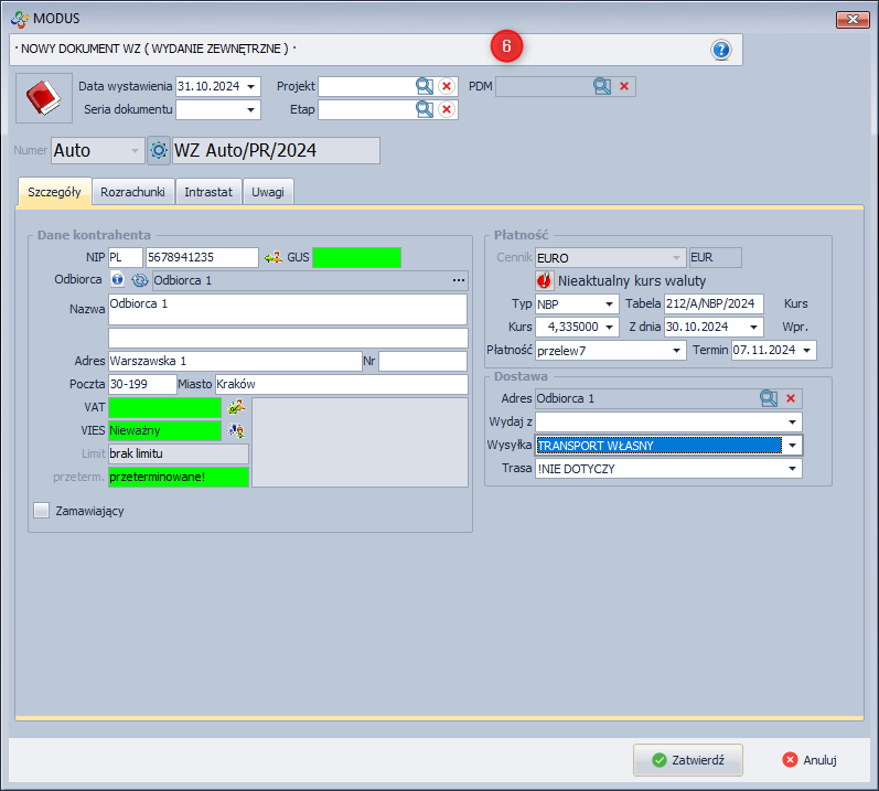 Tworzenie treści dokumentu wydania